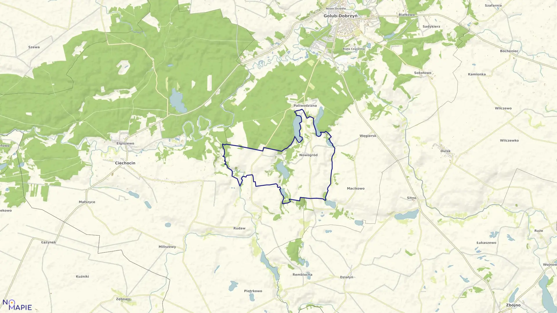 Mapa obrębu Nowogród w gminie Golub-Dobrzyń