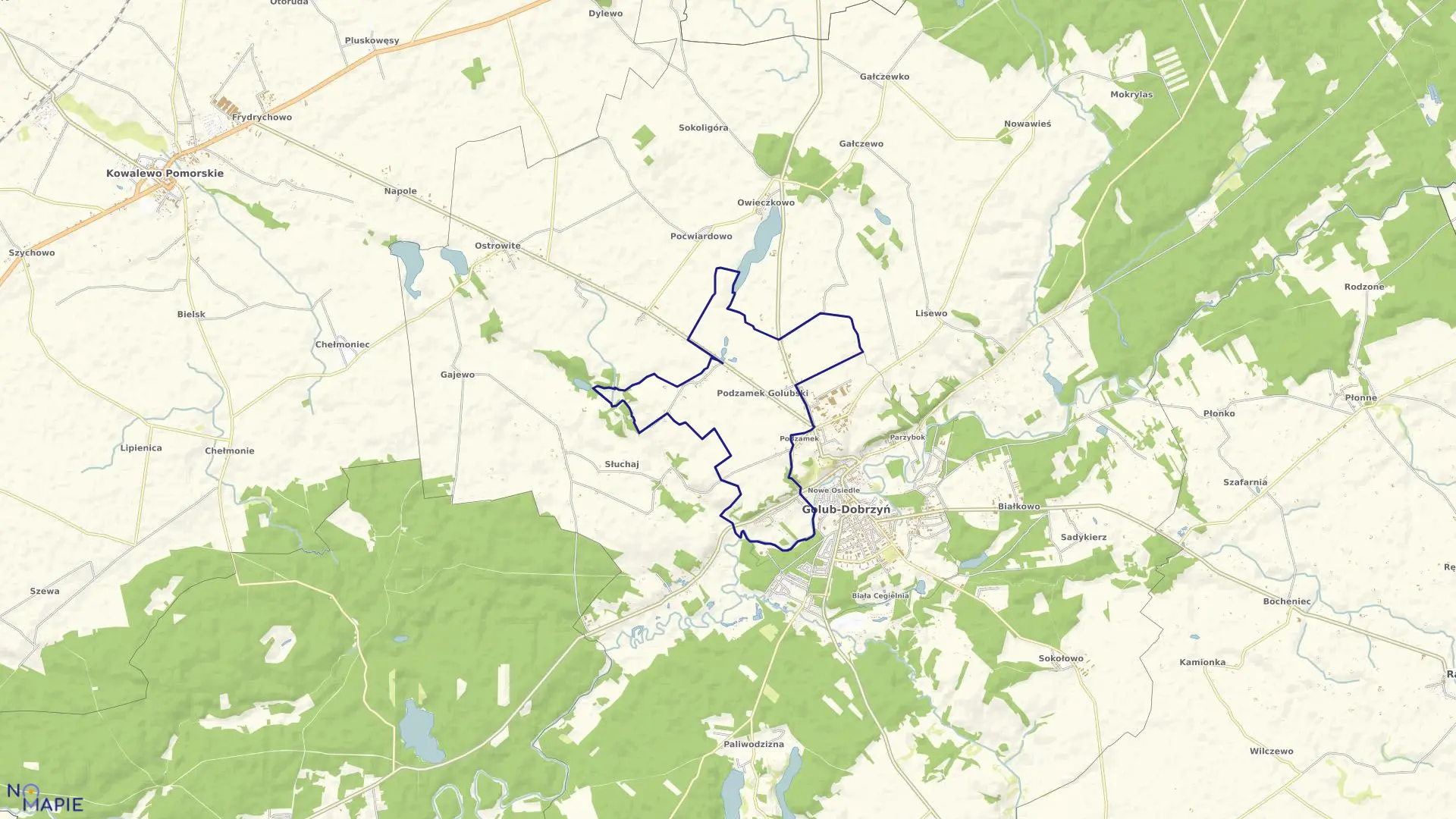 Mapa obrębu Podzamek Golubski w gminie Golub-Dobrzyń